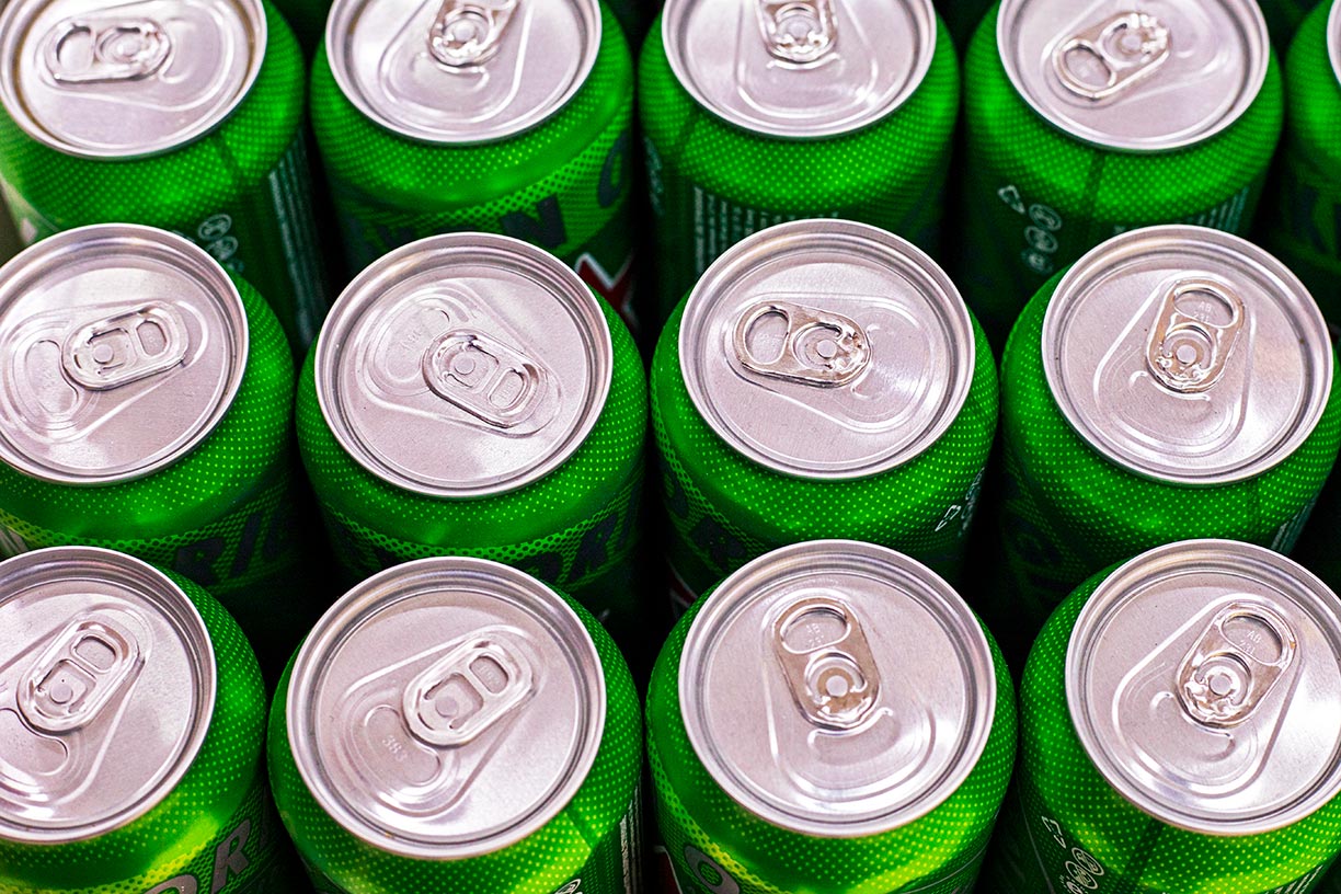 Top of aluminum drink cans