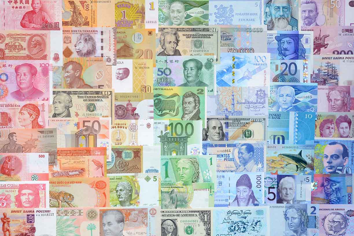 Background from paper money of the different countries.