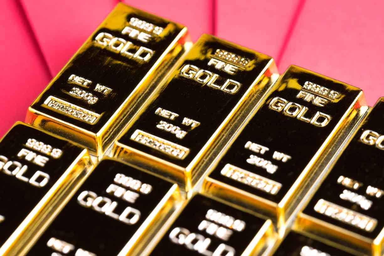 Close up view of gold bars