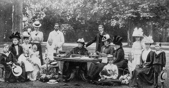 Antique image from British magazine: Royal Family party at Osborne, 1898.
